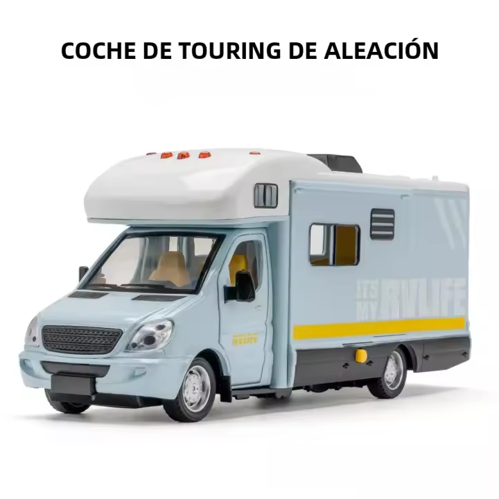 Modelo De Camión De Turismo 1/32 En Aleación De Metal Con Puertas Abiertas Llantas De Goma Sonido Y Luz Función Retroceso Juguete Para Niños - 1