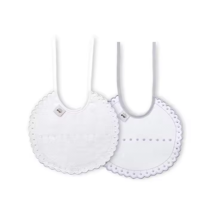 BAVETE (PACK 2 UNIDADES) 100% ALGODÃO- CINZA & BRANCO - 1