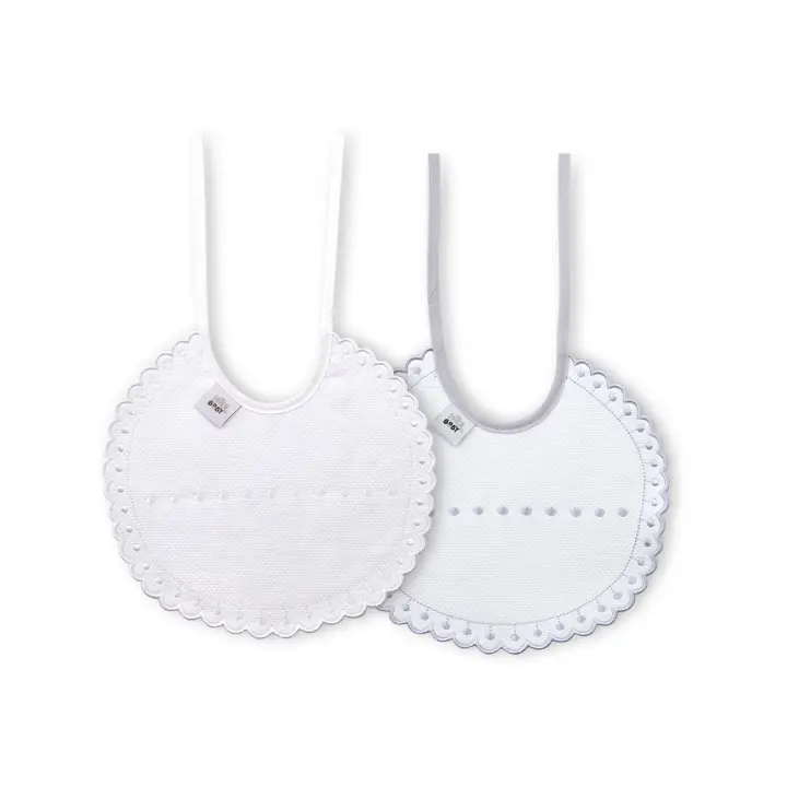 BAVETE (PACK 2 UNIDADES) 100% ALGODÃO- CINZA & BRANCO - 1