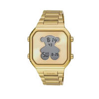 D-BEAR con brazalete de acero IPG dorado Reloj digital de mujer - details 0