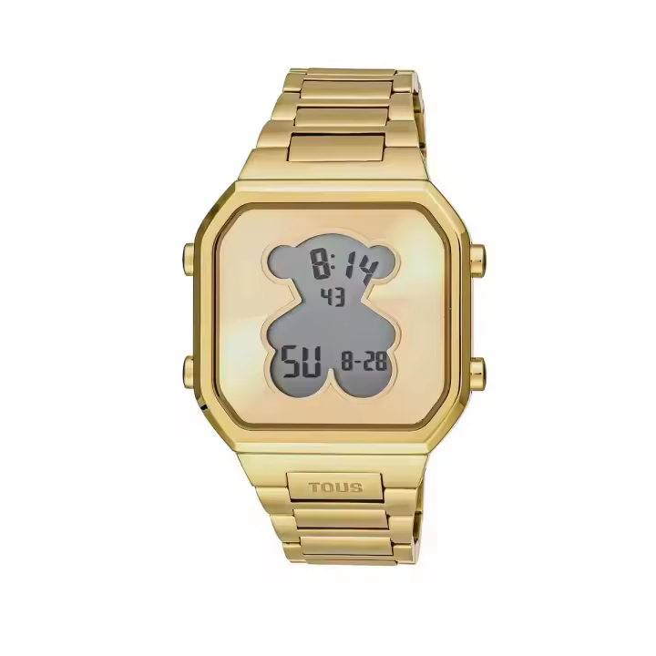D-BEAR con brazalete de acero IPG dorado Reloj digital de mujer - 1