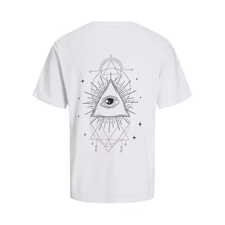Jack&Jones – Hombre – Blanco – Camiseta Manga Corta, Print Posterior, Corte Holgado - 1