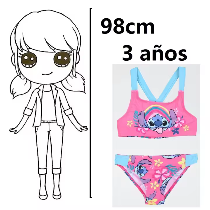 bikini stitch,traje de baño stitch,bikini de niña,ropa de baño,3,4,6 años,cm,fespu - 1