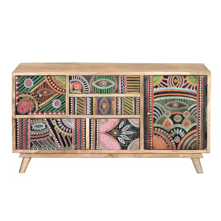 Comoda madera de mango color natural y multicolor - 1
