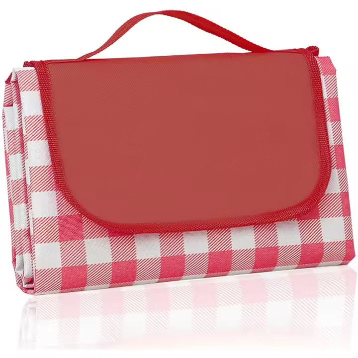Manta de picnic al aire libre, manta de arena plegable impermeable, manta de picnic grande de 80 "x 80" para playa, camping, senderismo, viajes - Rayas rojas - 1