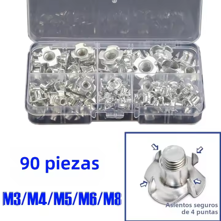 80PCS Insertos De Tornillo Ciego De Plata De Zinc M3 M4 M5 M6 M8 Para Madera Y Mobiliario Herramientas De Metalworking - 1