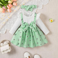 2PCS Vestido De Princesa Para Bebé Girla 0-2 Años Con Manga Larga Estampado De Flores Gran Lazo Vestido De Moda Para Bebé Niña Otoño - details 7