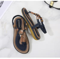 Zapatos de playa europeos y americanos para mujer, verano 2025. Zapatos casuales planos anchos con cuentas de madera tejidas. - details 23