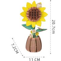 Puzzle 3D De Madera Juguete Educativo Para Niñas Ornamento Hecho a Mano Decoración De Sol Y Girasol Tamaño 34x21x0.4cm - details 7