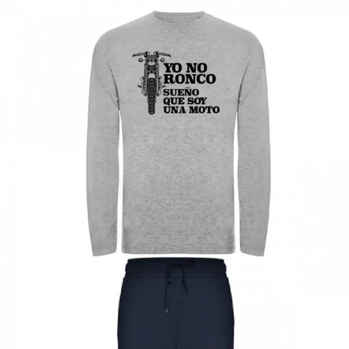 Pijama Hombre Invierno Antracita - Yo No Ronco Sueño que Soy una Moto - 1