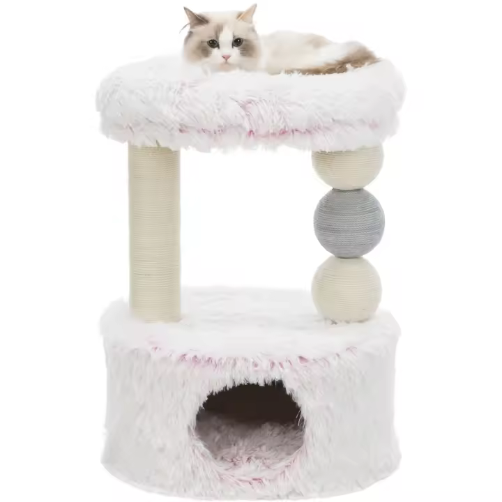 Trixie Rascador para Gatos Harvey Blanco-Rosa con Forro de Felpa y Postes de Yute - 1