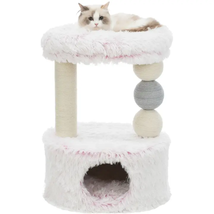 Trixie Rascador para Gatos Harvey Blanco-Rosa con Forro de Felpa y Postes de Yute - 1