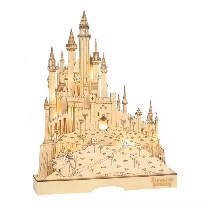 Figura replica enesco disney la bella durmiente castillo iluminado - 1
