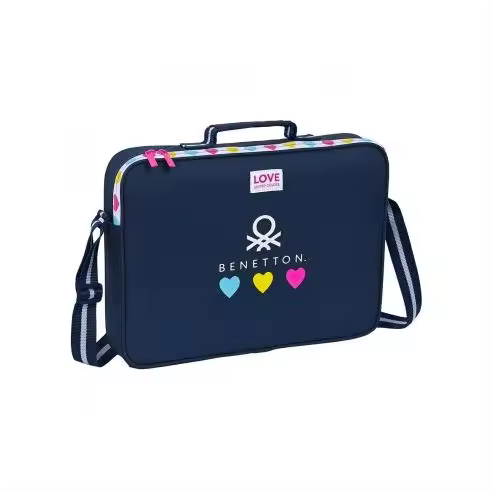 Safta Bandolera/ Maletín Benetton 'Love' Azul 38 Cm - 1