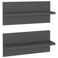vidaXL Estantes de pared 2 uds madera contrachapada 40x11,5x18 cm Gris, Blanco brillante, negro brillante Mueble Almacenaje Estantería para Oficina, Estudio, Dormitorio Estantería/Librería/ mueble de Almacenamiento - details 0