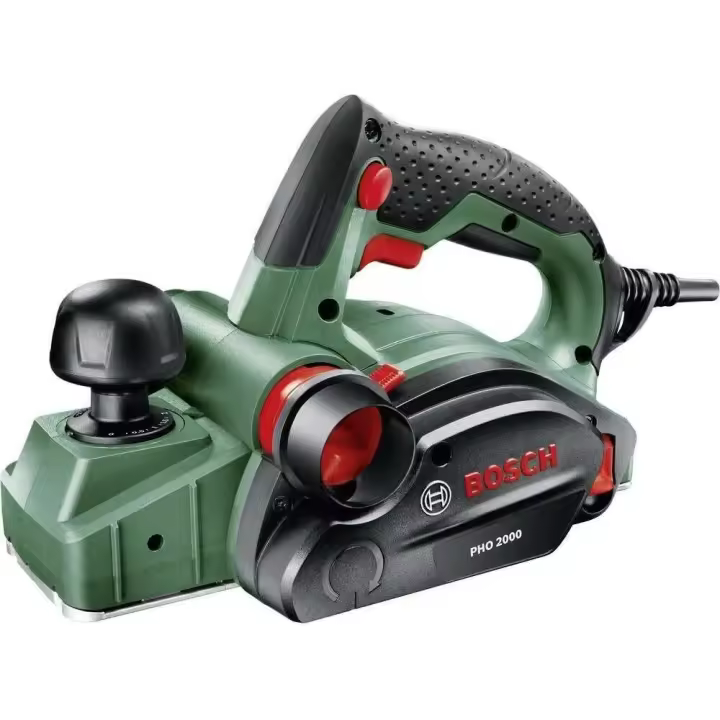 Bosch PHO 2000 - Cuchilla cepilladora, caja de cartón (680 W, ancho de cepillado 82 mm, profundidad de corte 0-2.0 mm, profundidad de rebaja 0-8 mm) + Cuchillas reversibles rectas HM 30º - 1