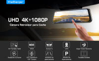 Cámara Retrovisor para Coche,4K Ultra HD Dashcam con 10" Pantalla Táctil,Tarjeta SD de 64G,170° Gran Angular,Sensor G,Monitor de Aparcamiento,Grabación en Bucle,Súper Visión Nocturna,WDR - details 0