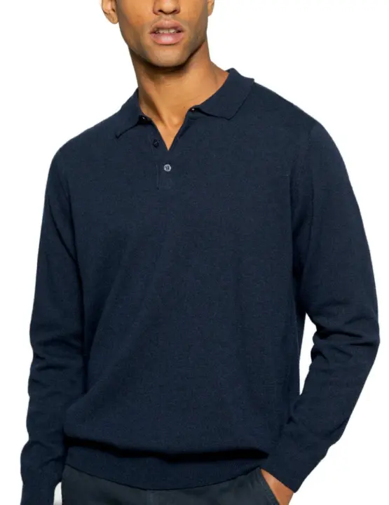 Jersey polo Scotta Cashmere azul marino para hombre - 1