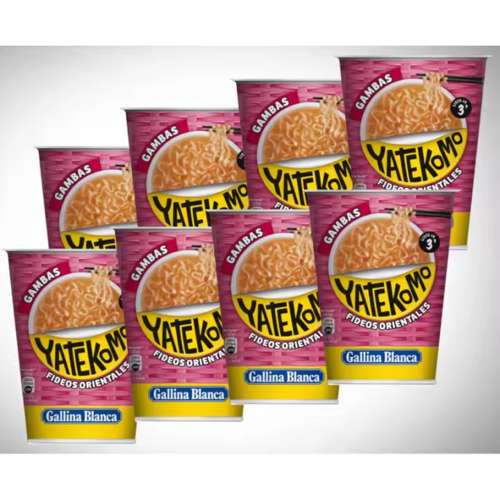 YATEKOMO GALLINA BLANCA 8ud Yatekomo Gallina Blanca Fideos orientales de gambas instantaneos - 8 Unidades - SABORES POLLO - PARRILLA - 1