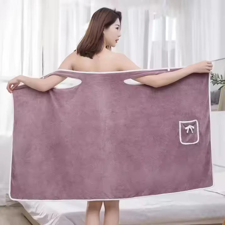 Bata De Baño Para Mujer 2024 Multifuncional Talla 80*135 Sexy Con Top Tubo Suelto Puede Usar Toalla De Baño Suave Absorbente De Felpa Coral - 1