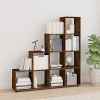 vidaXL Estantería forma de escalera madera contrachapada en color Roble ahumado/Marrón roble/Blanco brillante y más | almacenamiento funcional diseño moderno para baño dormitorio sala - details 0