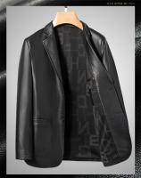 Chaqueta De Cuero Para Hombre 2025 Corte Ajustado Moda De Alta Calidad Chaqueta De Moda Para Otoño E Invierno Con Cierre De Un Solo Botón - details 1
