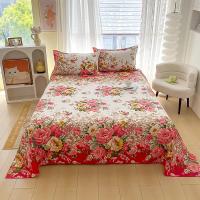 Sábana Plana De Cama Doble Con Estampado De Flor Roja Sábana Superior De Poliéster 100% Para Cama Individual/Reina/King - details 18
