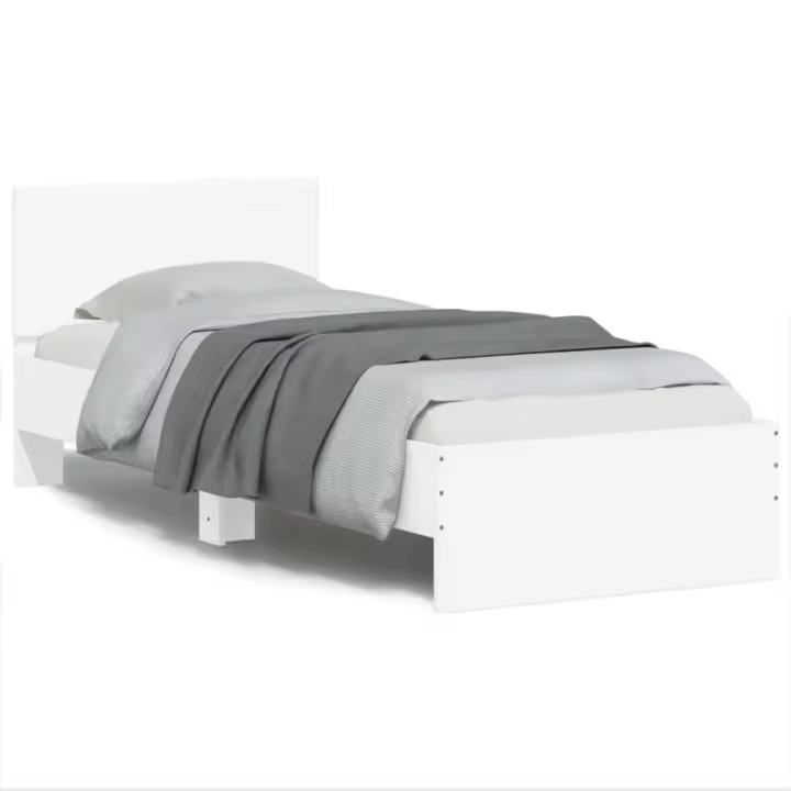 Estructura de cama con cabecero y luces LED blanco 90x200 cm - 1