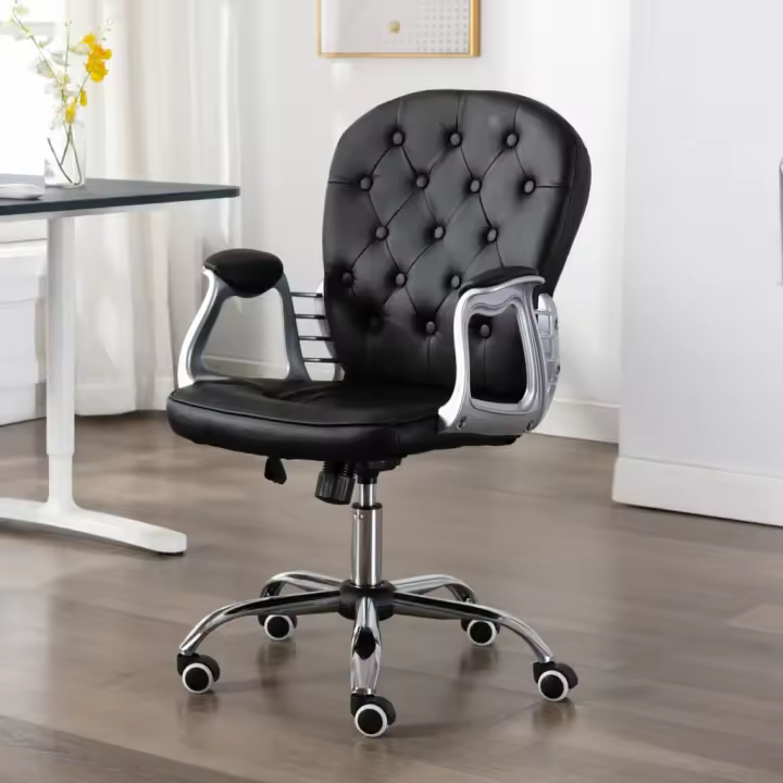 vidaXL Silla de oficina giratoria de cuero sintético en color Blanco/Negro/Rosa | cómodas modernas ergonómicas para comedor cocina salón hogar - 1