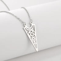 Amuletsshop- Collar Wiccan Bruja Mercurio Pentagrama Luna Triquetra Pagano Acero - details 4