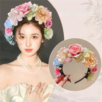Diadema De Flores Coloridas Para Niñas Adorno De Cabello Simulación De Flor Corona De Novia Para Boda Accesorio Para Mujer - details 1