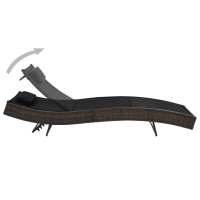 vidaXL Tumbona con cojín ratán sintético Marrón y negro, Negro, Negro y blanco Sillas de Exterior Ideal para jardín, playa, piscina, terraza Tumbona Piscina Tumbonas Playa Tumbonas Jardín Exterior - details 1