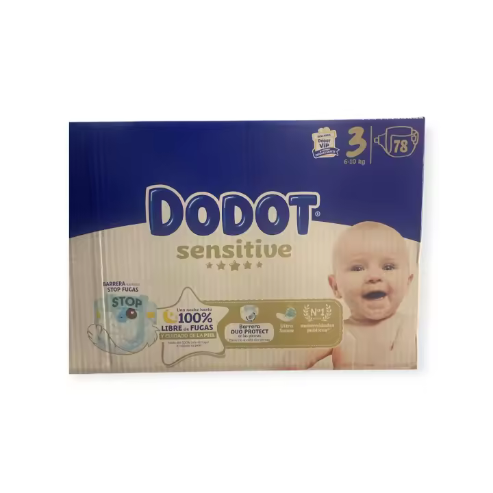 DODOT Sensitive - Pañales, 6 A 10 Kg, Blanco, Talla 3, Vanilla, 78 Unidad - 1