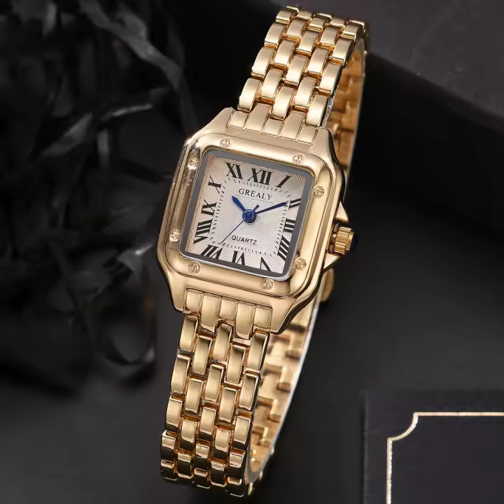 Reloj De Cuarzo Para Mujer Estilo Casual Moda Correa De Acero Inoxidable Resistente Al Agua Con Dial Romano Y Cierre De Pulsera - 1