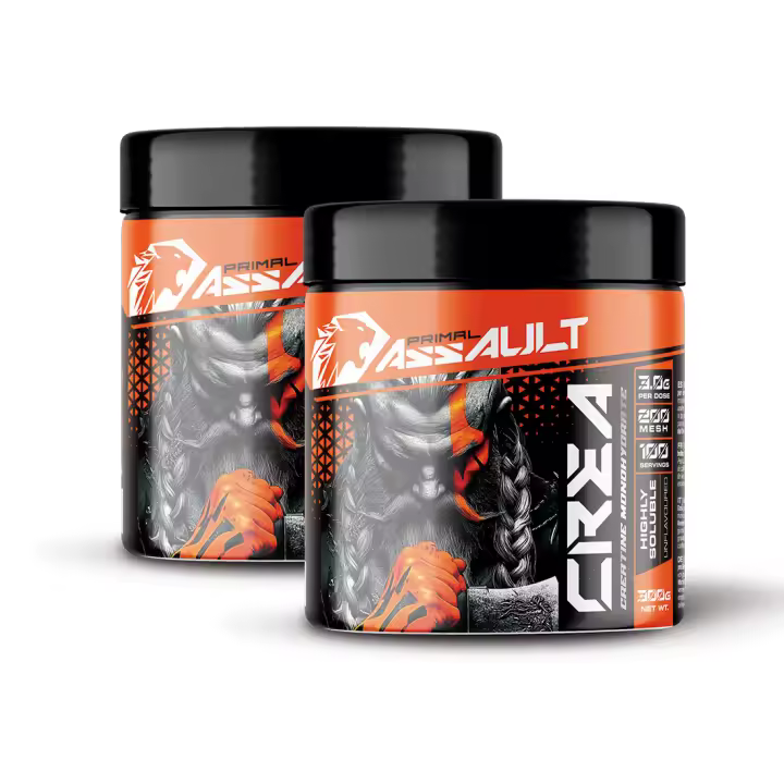 ASSAULT | Creatina en Polvo Sin Sabor 300g+300g | 100% Monohidrato de Creatina Micronizada | No Incluye Dosificador | Sin Añadidos y Libre de Contaminantes | No-GMO, Vegano, Sin Gluten - 1
