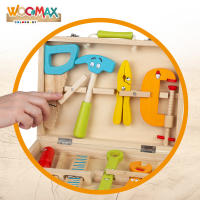 WOOMAX - Maletín herramientas madera juguete, set bricolaje infantil +3 años, caja educativa con 11 piezas, martillo, destornillador, serrucho y alicates, juguetes de imitación, carpintero, juegos de rol - details 1