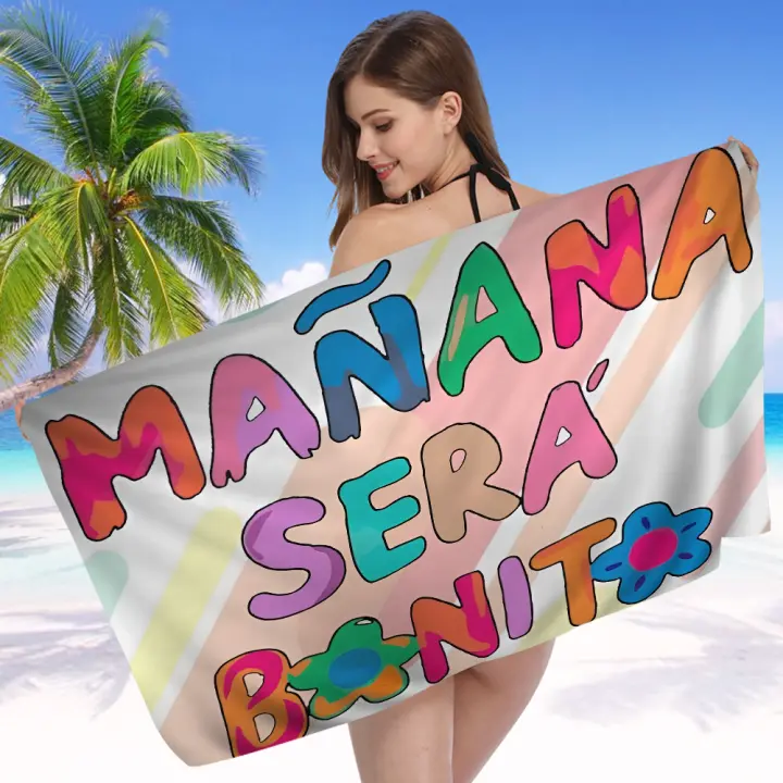 Toalla De Playa Grande Para Niños K-Karol G Manana Sera Bonito Toalla De Baño Y Piscina Absorbente Microfibra Cartoon Summersoft Para Natación - 1