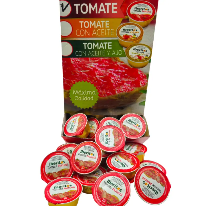 Tomate Natural Rallado Monodosis Iberitos - Expositor con 120 monodosis de 22 gramos - Tomate Natural Rallado - Especial Hosteleria - Totalmente Natural - 1
