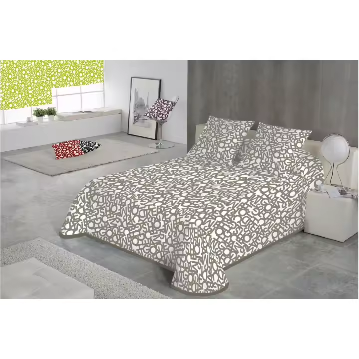 SABANALIA - Colcha estampada Letras (Disponible en varios tamaños y colores) | Colcha ideal para primavera y verano | Producto ligero y decorativo - 1