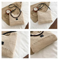 Bolso de paja, bolso tejido, bolso tote de mujer vintage imitación de caña, bolso de hombro y bandolera de diseño minoritario y moderno para mujer - details 8