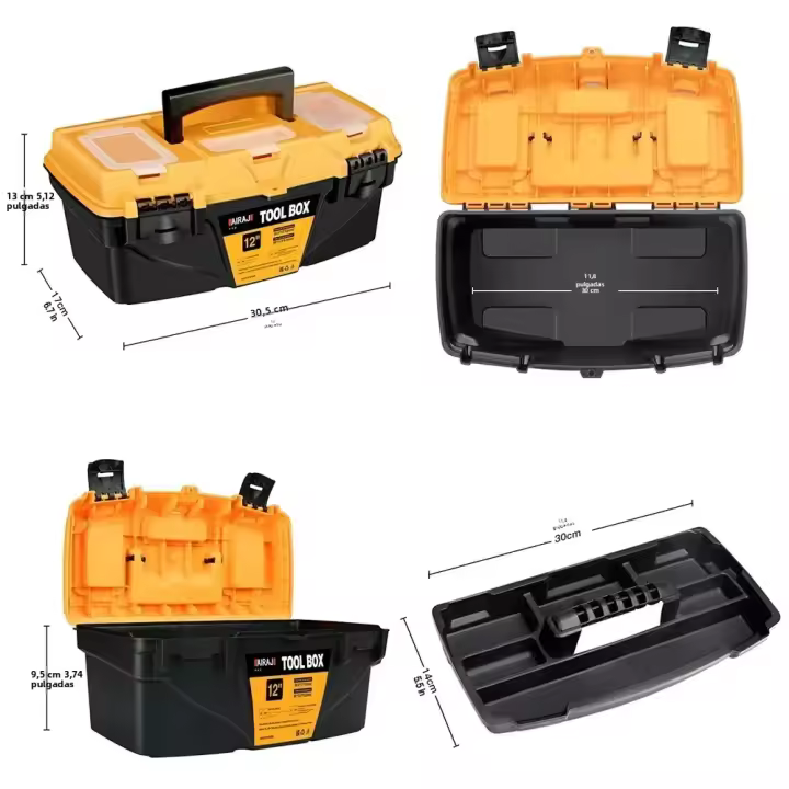 AIRAJ Set De Cajas De Herramientas Multifuncionales De 2 Piezas 12/15 Pulgadas Plástico Grueso Para Electricistas Y Carpinteros Accesorios De Hardware Portátiles - 1