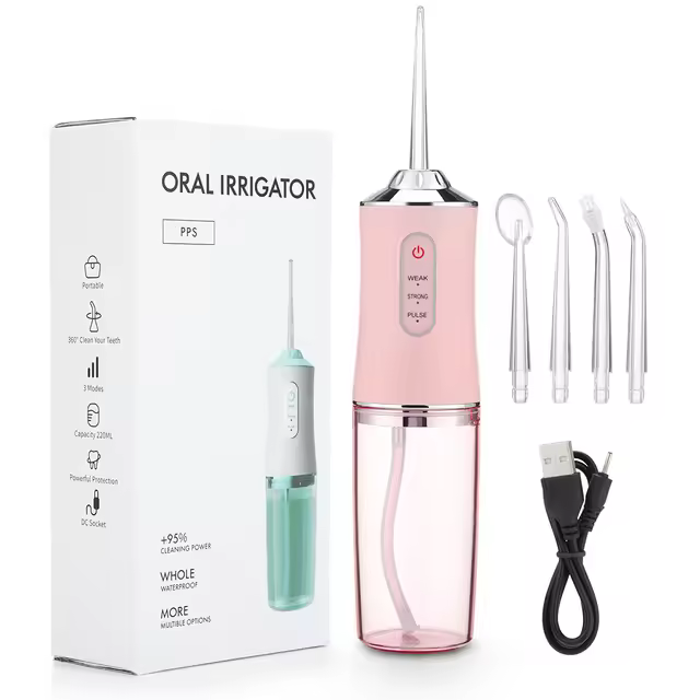 Irrigador Dental, Irrigador Bucal, Irrigador Bucal Portatil, with 4 Boquillas Limpieza DE LOS Dientes Bucal de Paseo Oral Limpieza Completa de tu Boca de 3 Intensidades Envio - 1