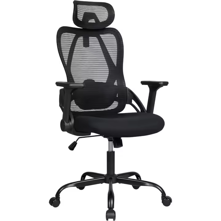 Silla Ergonómica de Oficina con Respaldo Transpirable y Apoyo Lumbar | Reposacabezas Ajustable, Reposabrazos Regulables, Asiento Acolchado, Ruedas 360°, Ideal para Escritorio, Teletrabajo y Estudio - 1