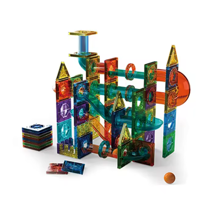 Bloques De Construcción Magnéticos Luz Para Niños Juguetes Educativos STEM 3D Transparentes Con Carril De Bolas Magnéticas - 1