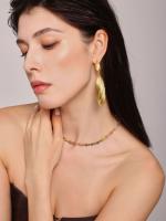 Medieval DE LA vitimia a Rayas pendientes colgantes de Concha Larga temperamento de moda de Maple de Titanium Chapado en oro de 18 Quilates pendientes de alta gama - details 3