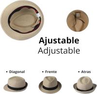 Sombrero de paja Hombre Mujer para Adulto Sombrero Panamá Fedora Perfecto para Verano Protección Solar UPF 50+, Gorro Fresco y Transpirable, Ideal para Playa, Fiestas, Bodas, Celebraciones, Actividades al Aire Libre, Moda Casual - details 1