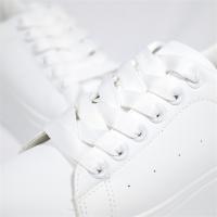 Zapatillas Blancas casual con Plataforma de 5cm - Deportivas Sneakers - Cordones Planos Anchos - Estilo Simple Casual - 7931- - details 8