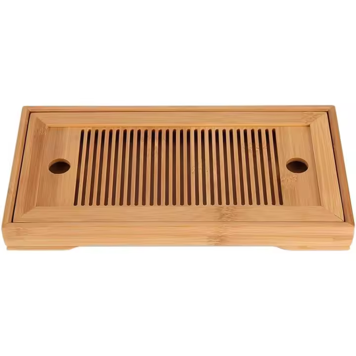 Bandeja de té, bandeja grande de bambú para servir té, juego de té chino Gongfu, mini bandeja para servir té en casa, caja - 1