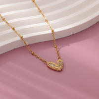 Collar De Bodas En Acero Inoxidable Con Zirconia Blanca Y Corazón Para Mujer Joyería De Accesorios Colgante Geométrico Vintage Unisex - details 2