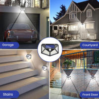 Luces Solares Para Exterior Con Sensor De Movimiento 3 Modos 100 LED IP65 Impermeables Para Puerta Delantera Garage Piso - details 4